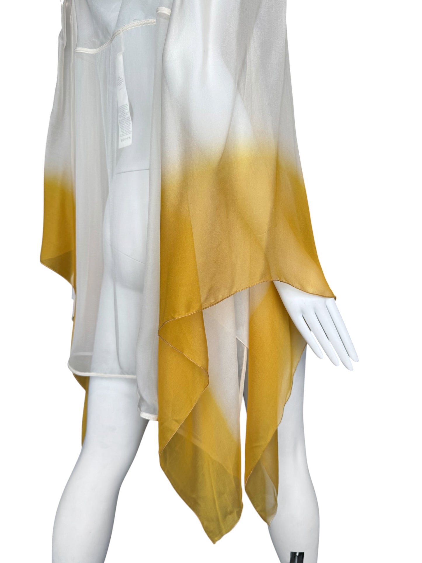 RICK OWENS SS2022 ‘FOGACHINE’ WHITE & YELLOW SILK TOP