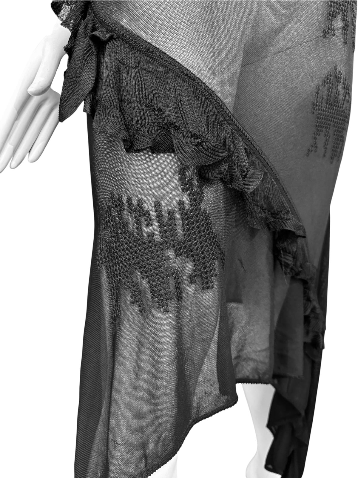 JOHN GALLIANO FW1996 BLACK SHEER TATOO MAXI DRESS