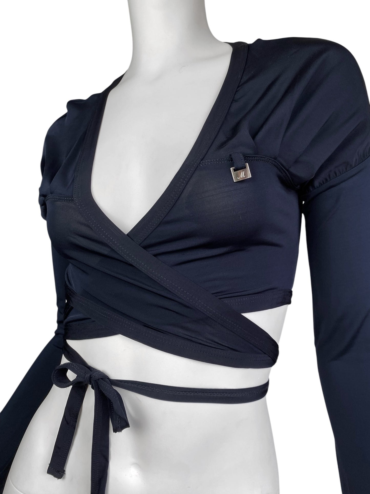 MOTIVI 2000s NAVY BLUE WRAP TOP