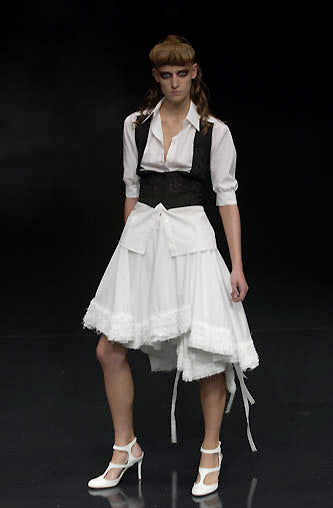 ALEXANDER MCQUEEN SS2002 ‘THE DANCE OF THE TWISTED BULL’ WHITE RUFFLES MIDI SKIRT