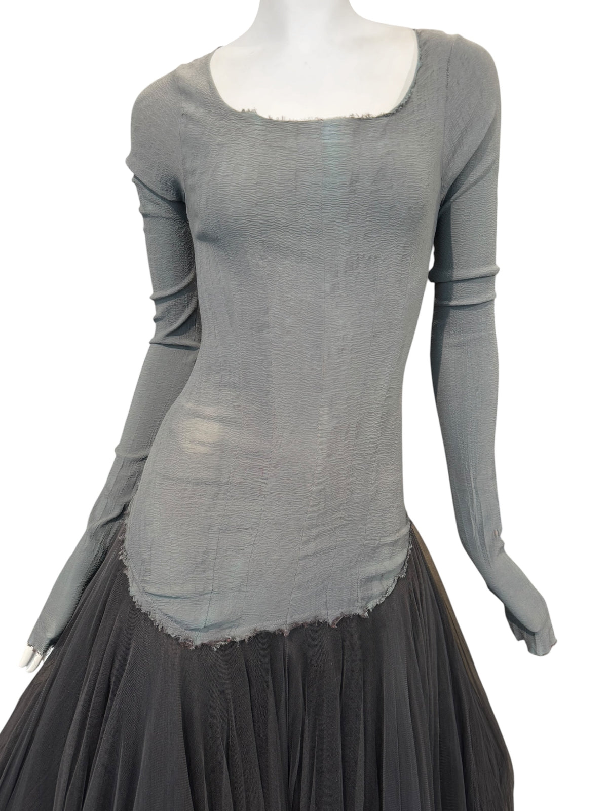 MARC LE BIHAN 2020s GREY SILK BALLERINA MAXI DRESS