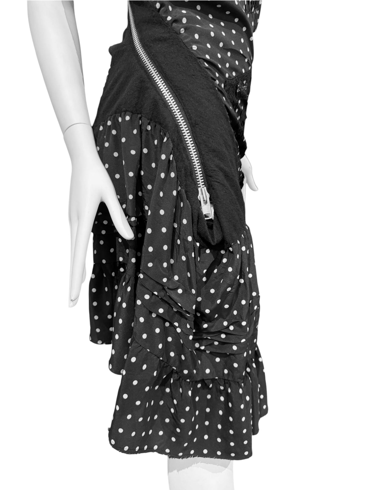 JUNYA WATANABE FW2007 BLACK POLKA DOT TWISTED MIDI DRESS