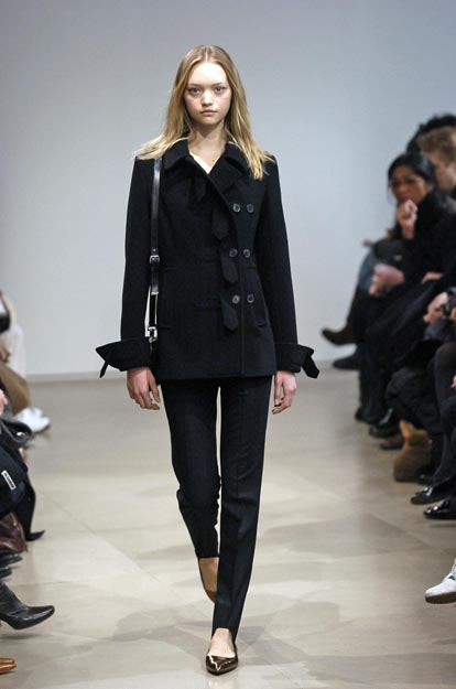 JIL SANDER FW2005 BLACK WOOL ASYMMETRICAL PEACOAT