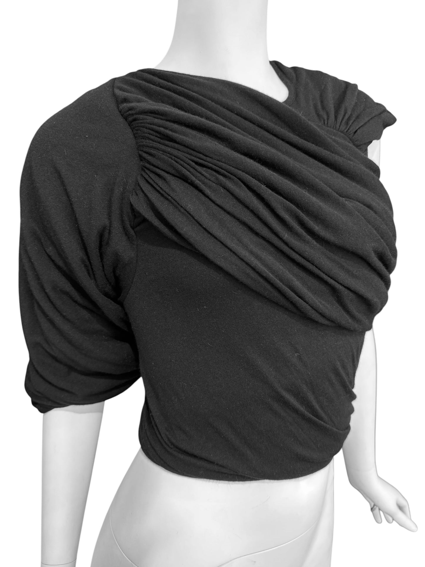 RICK OWENS FW2024 «PORTERVILLE» BLACK ASYMMETRICAL DRAPED TOP