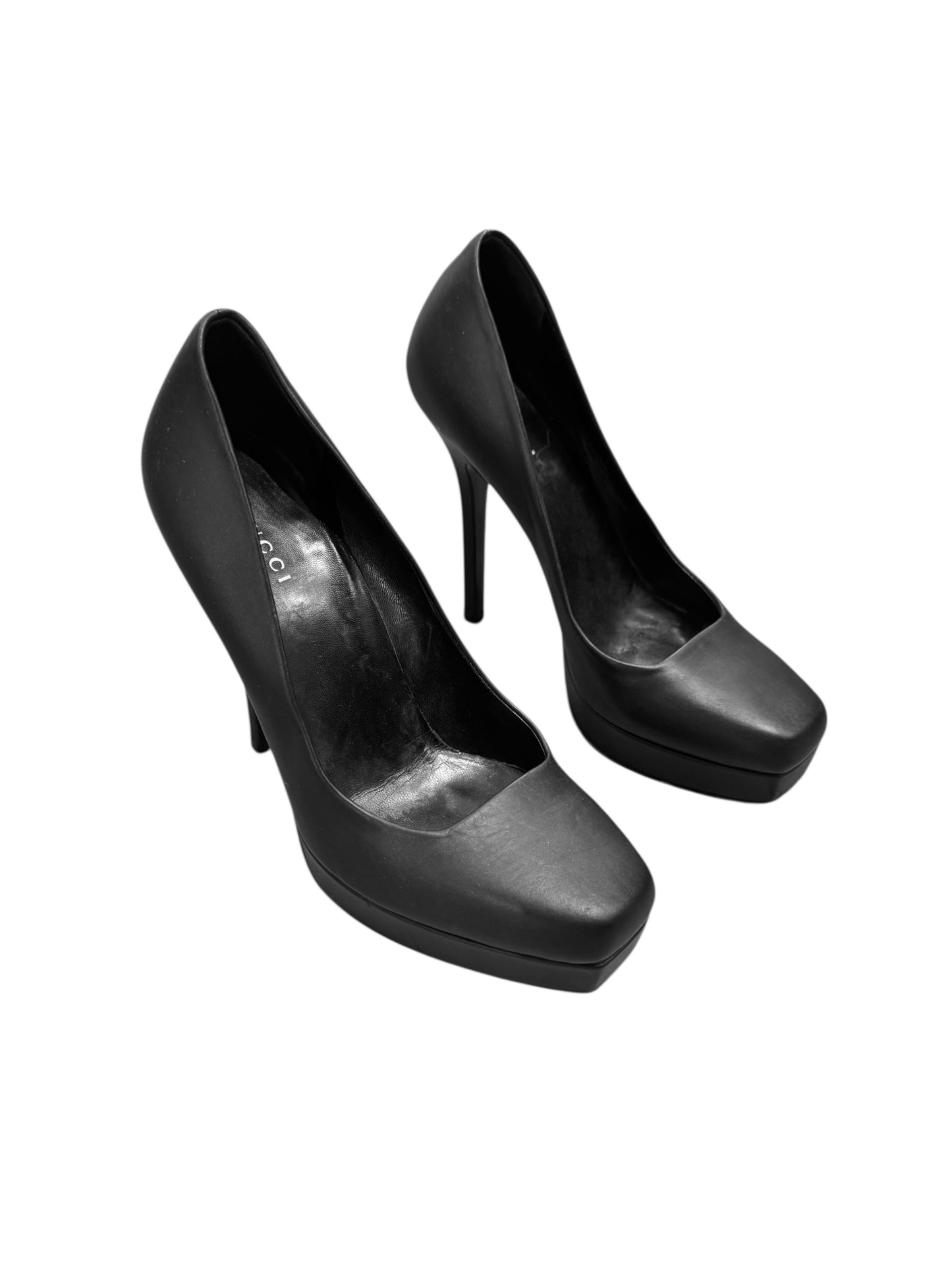 GUCCI FW2007 BY FRIDA GIANNINI BLACK LEATHER PLATFORM STILETTO HEELS