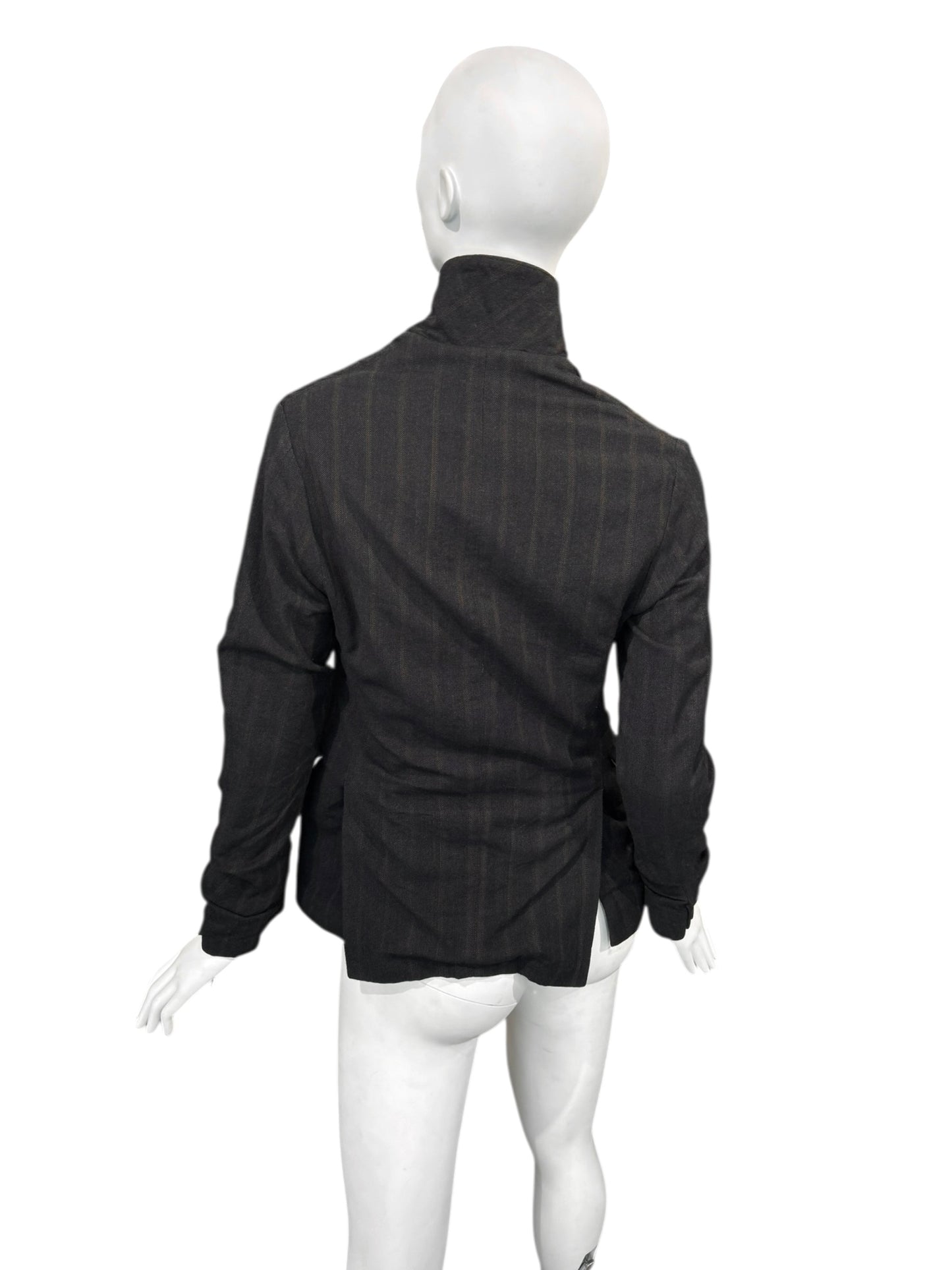 PAUL HARNDEN SHOEMAKERS 2010s DARK BROWN WOOL STRIPED JACKEY