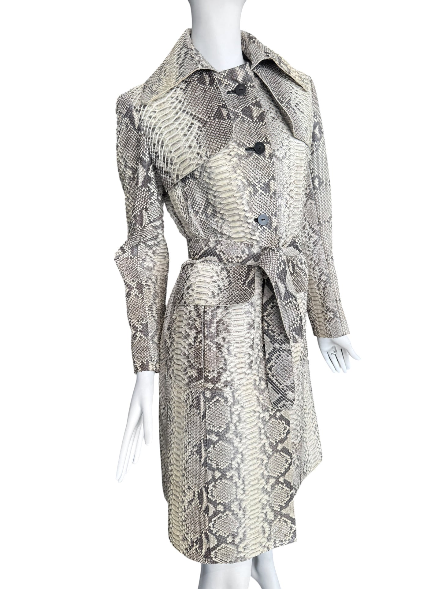 JITROIS 2000s CREAM PYTHON LEATHER COAT