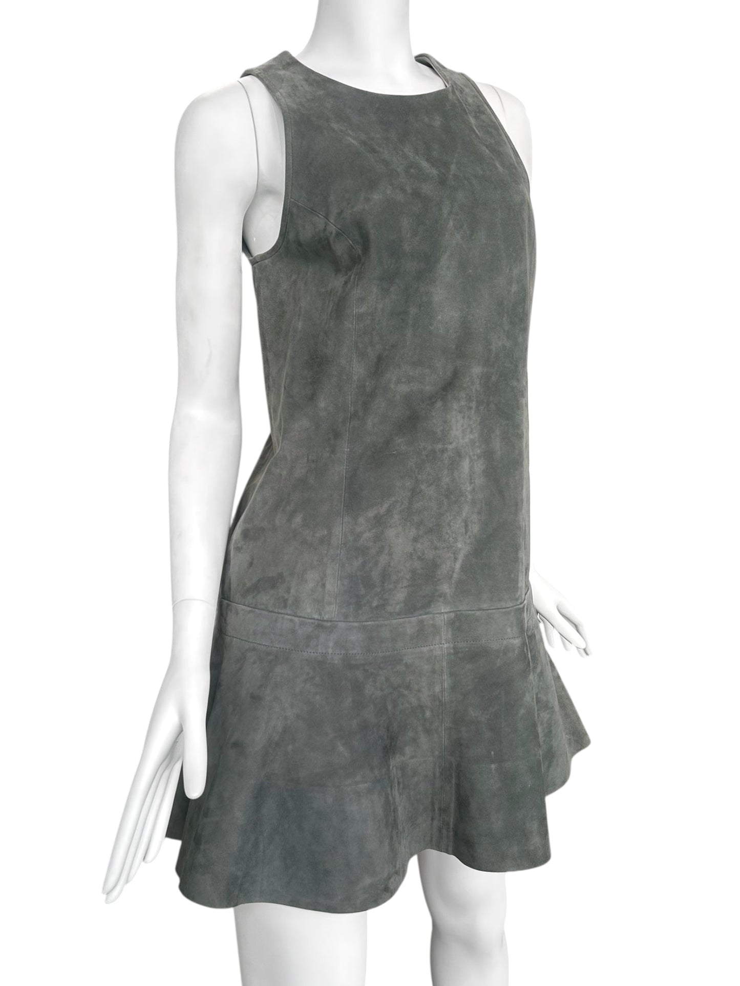 BALENCIAGA SS2013 BY NICOLAS GHESQUIÈRE GREY SUEDE A-LINE MINI DRESS
