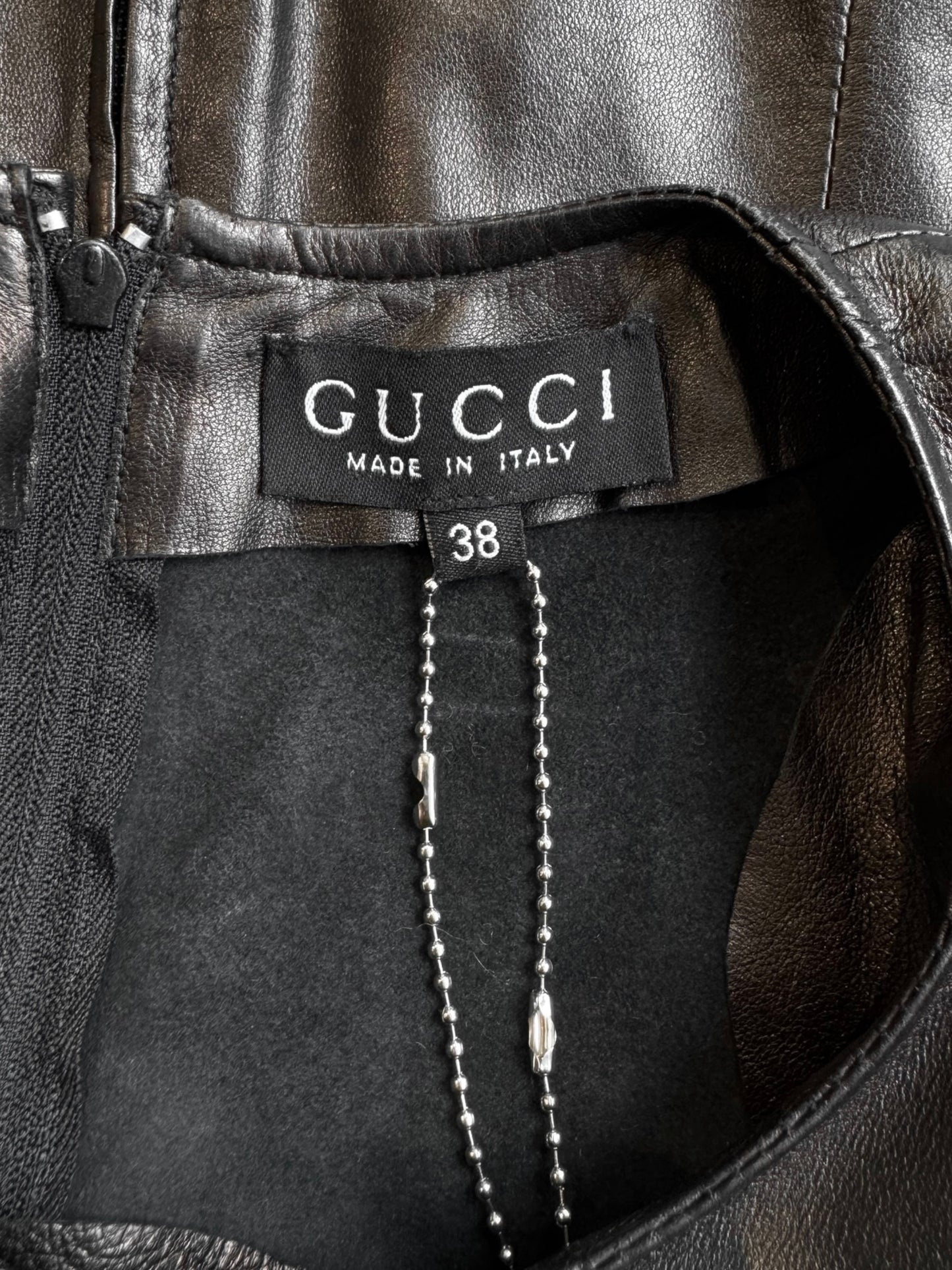 GUCCI FW1997 BY TOM FORD BLACK LEATHER WRAPPABLE MIDI DRESS