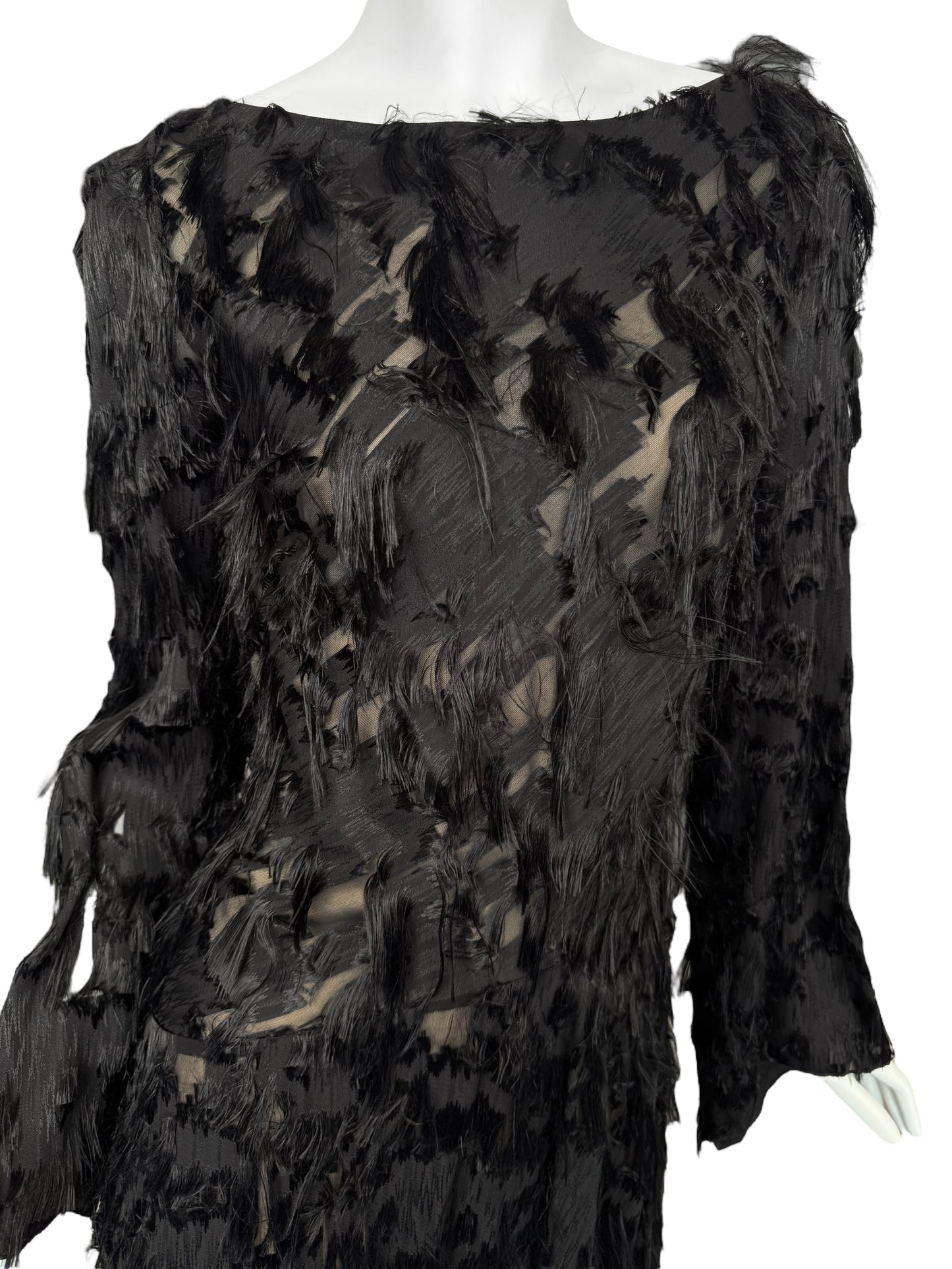 PLEIN SUD 2010s BLACK DISTRESS MIDI DRESS