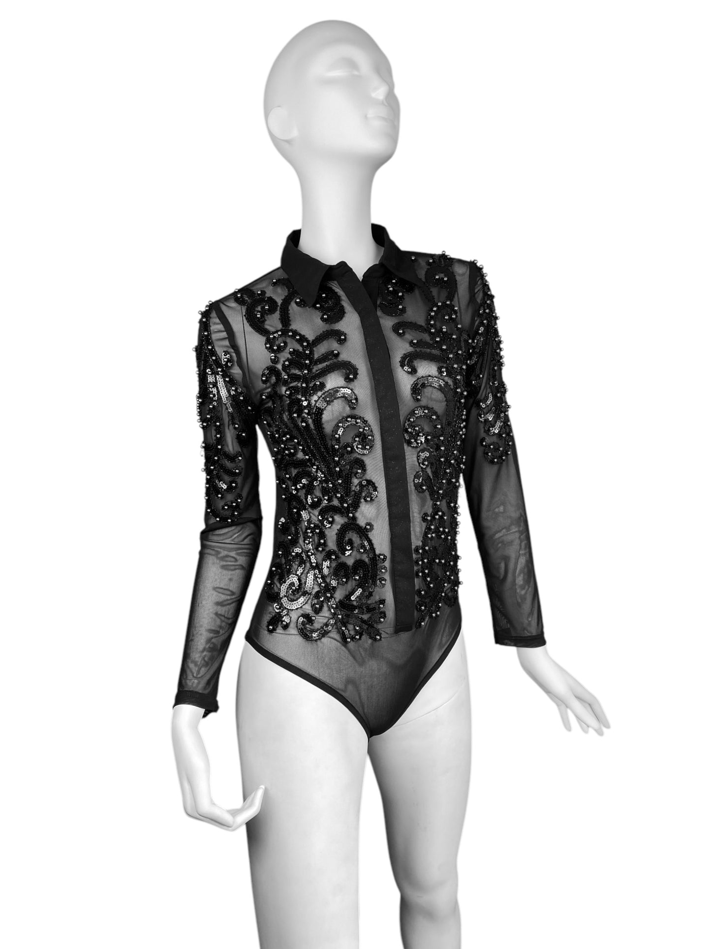 PLEIN SUD 2010s BLACK MESH EMBELLISHED BODY