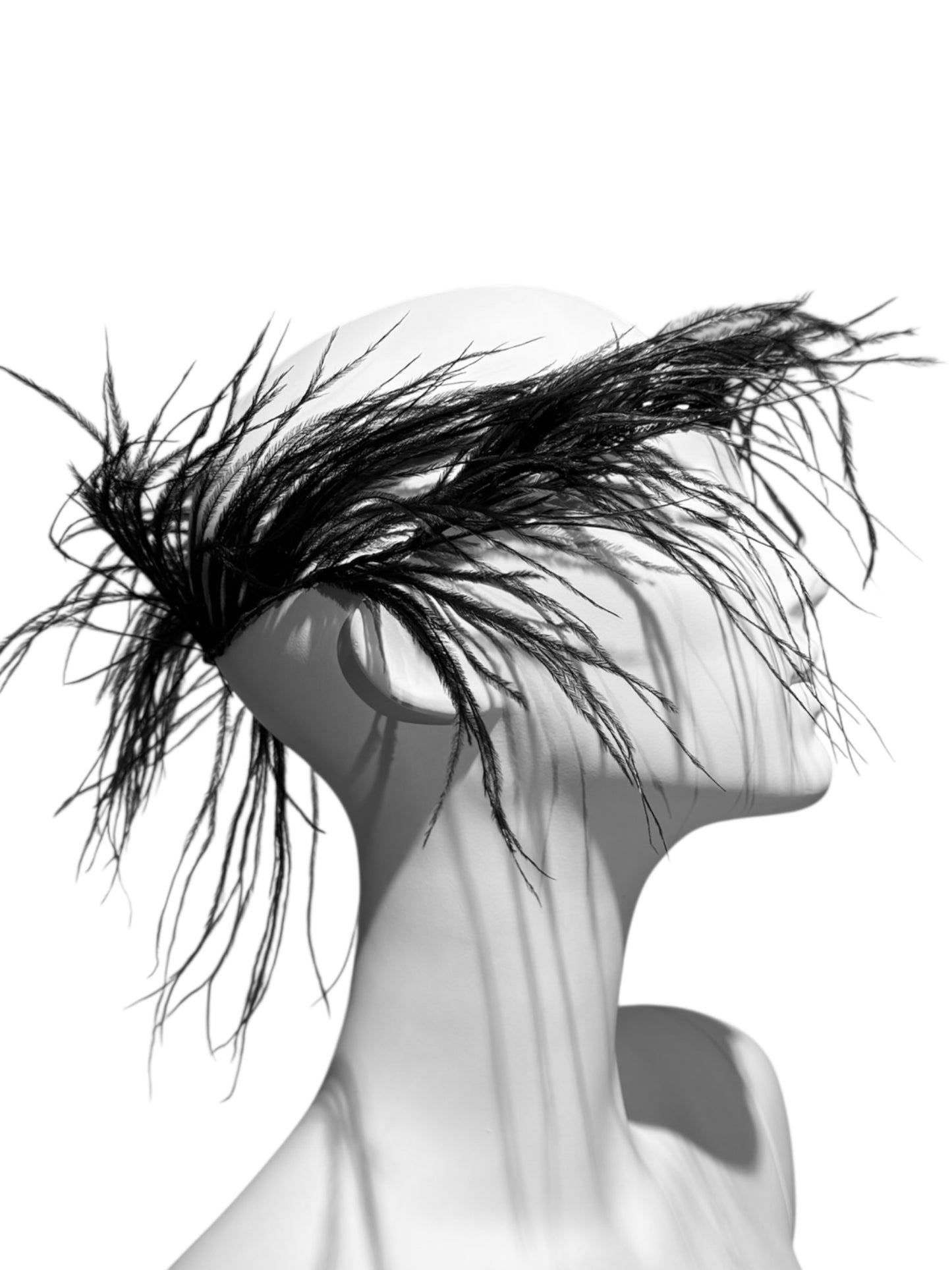 ANN DEMEULEMEESTER SS2018 BY SÉBASTIEN MEUNIER BLACK OSTRICH FEATHERS HEADBAND