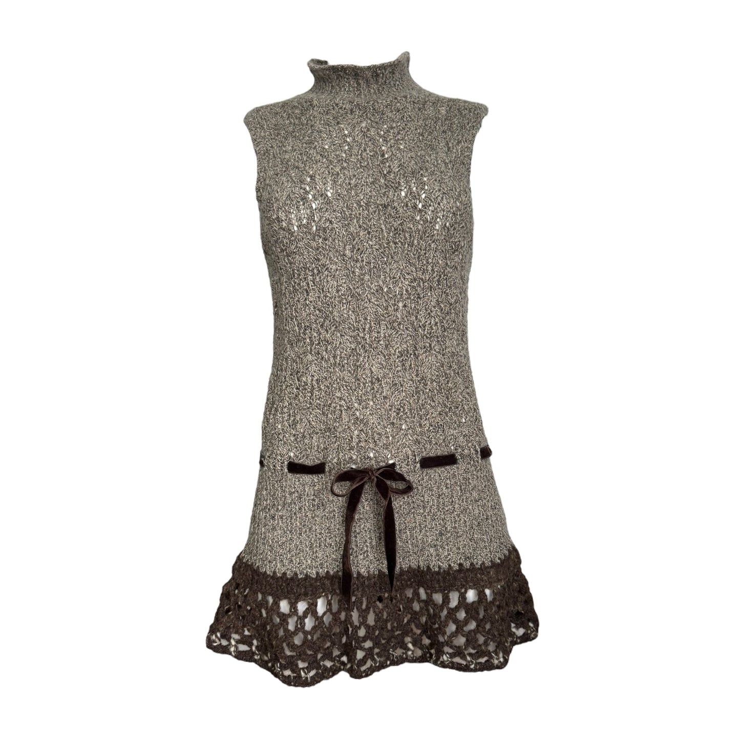 MARNI 2010s GREYISH BROWN KNIT MINI DRESS