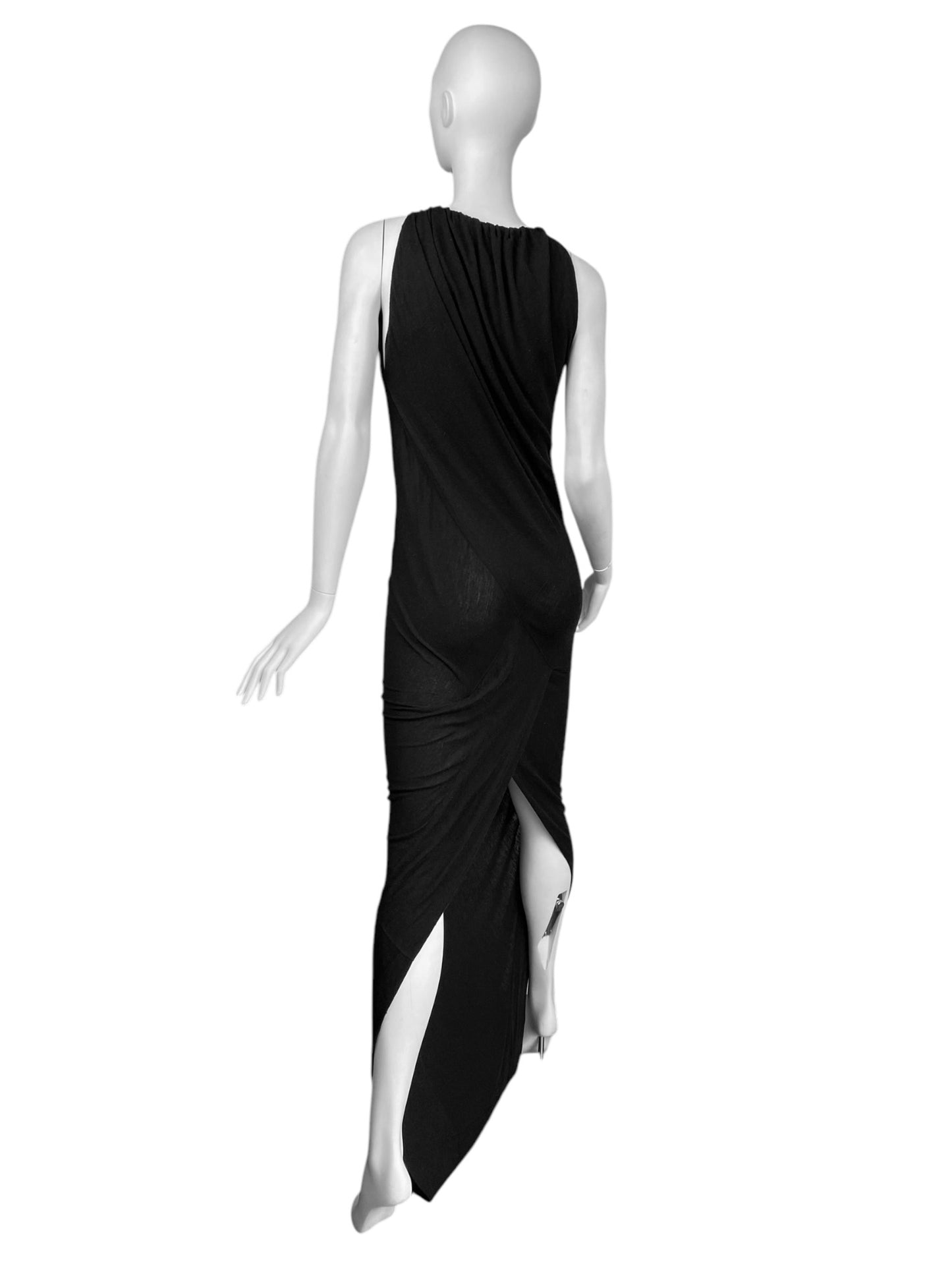 RICK OWENS LILIES 2010s BLACK SLIT MAXI DRESS