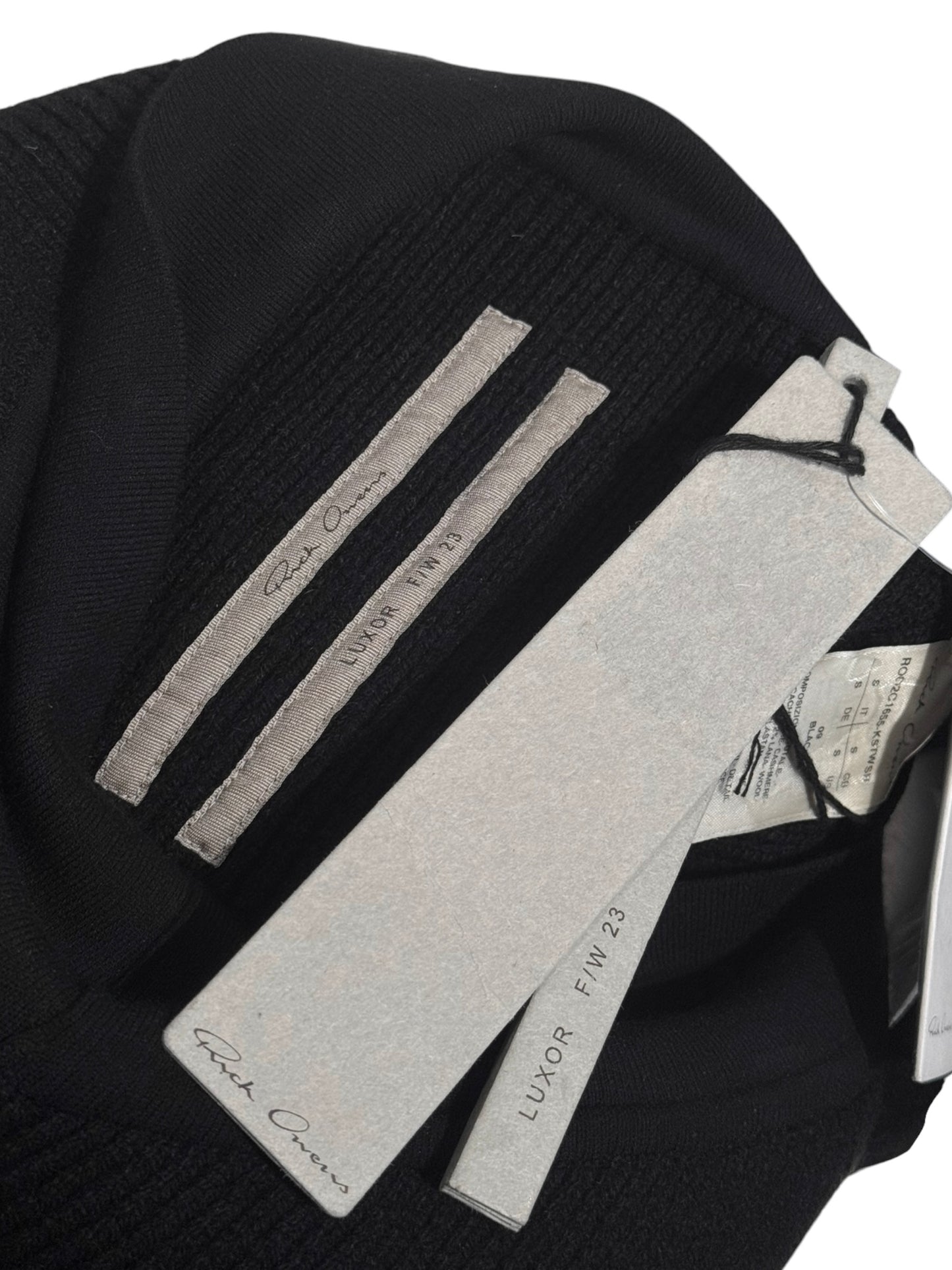 RICK OWENS FW2023 «LUXOR» BLACK CASHMERE SLIT MAXI TRAIN SKIRT
