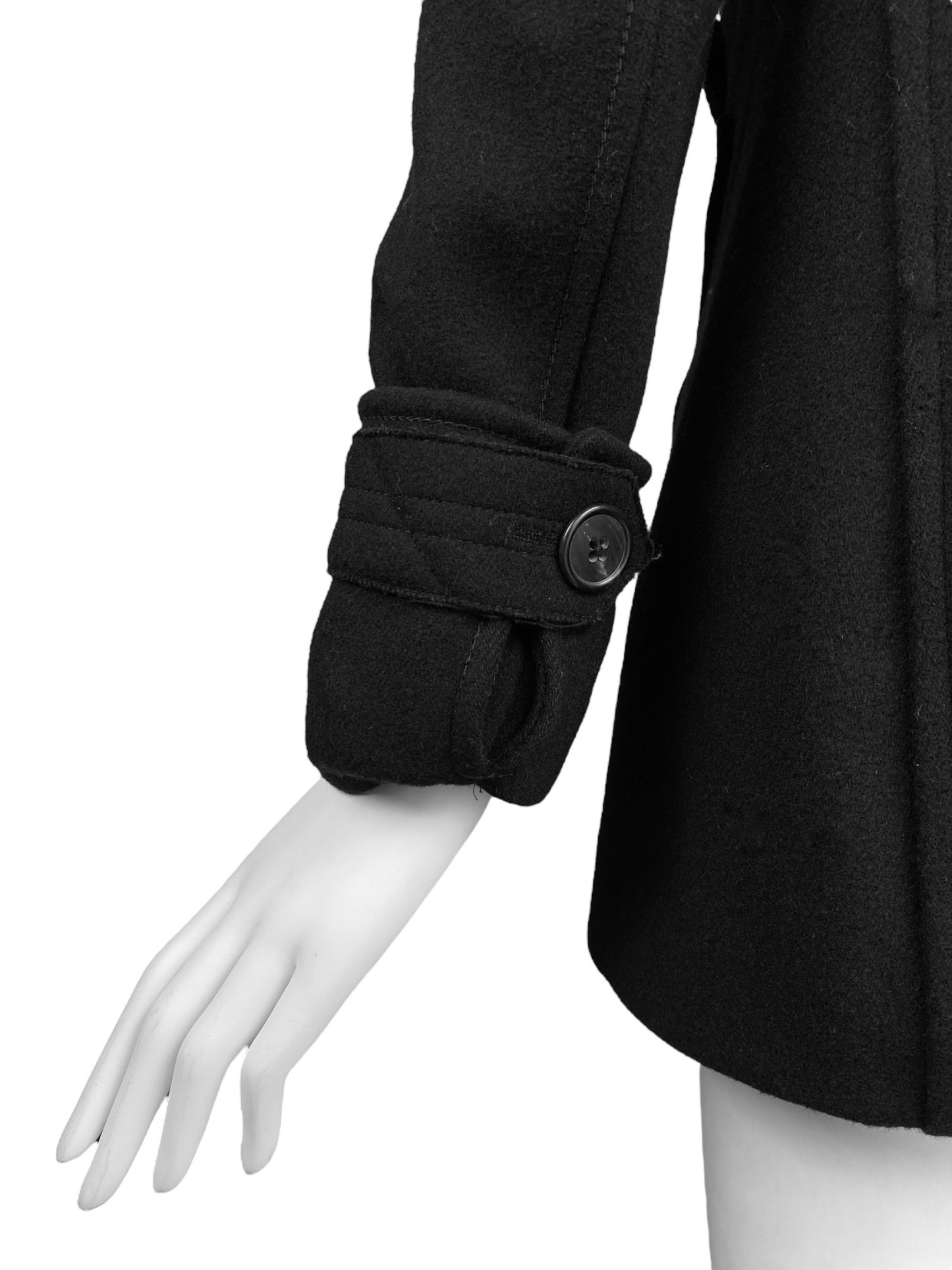 JIL SANDER FW2005 BLACK WOOL ASYMMETRICAL PEACOAT