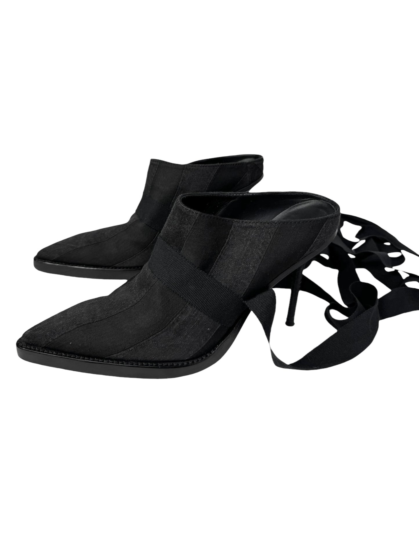 ANN DEMEULEMEESTER SS2019 BY SÉBASTIEN MEUNIER BLACK BONDAGE MULES