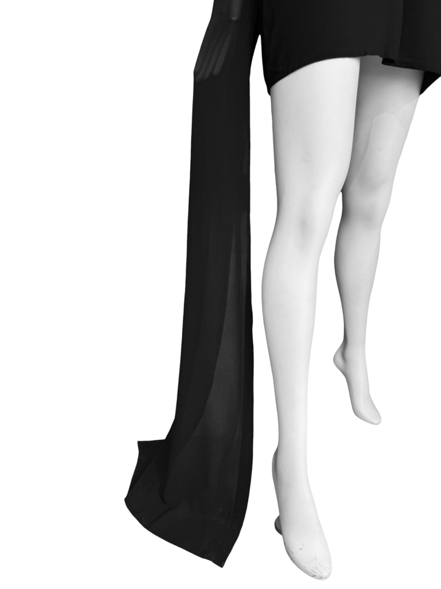 ANN DEMEULEMEESTER SS2013 BLACK SILK MAXI SLEEVES MINI DRESS
