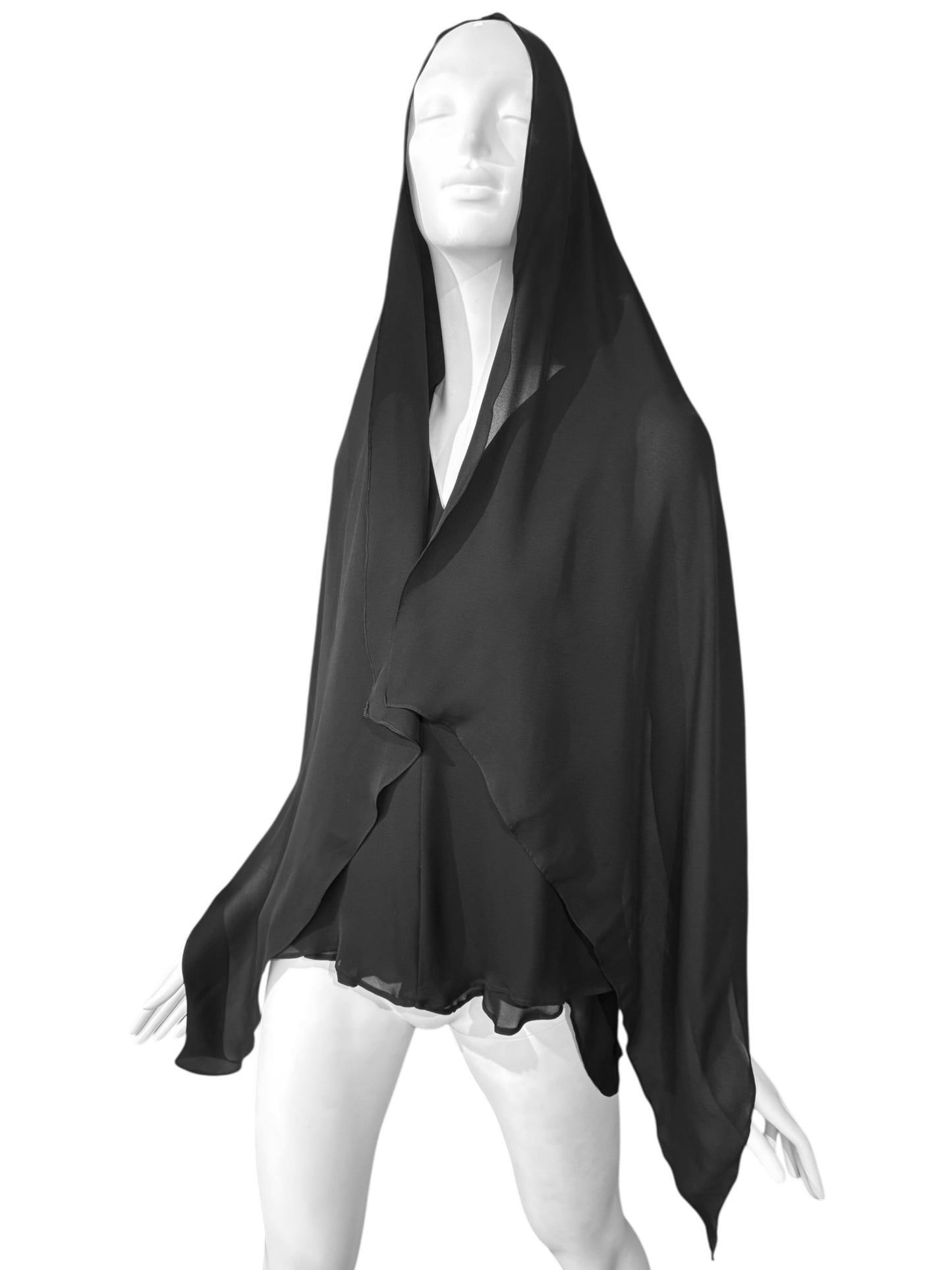 PLEIN SUD 2010s BLACK SILK HOODED TOP