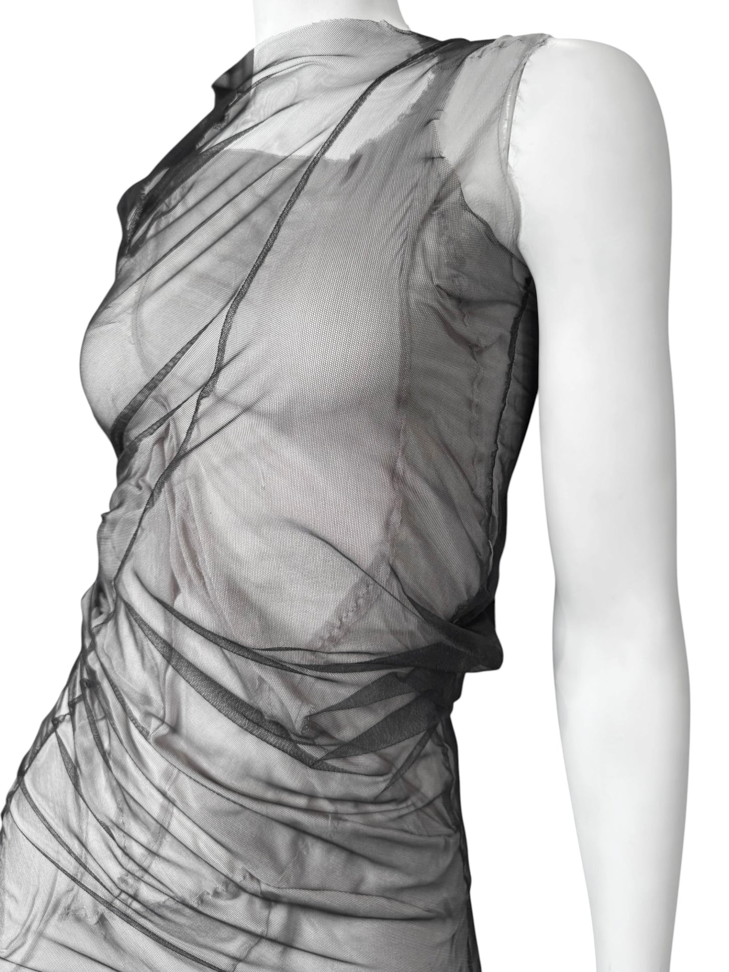 MAISON MARGIELA SS2021 BY JOHN GALLIANO BLACK & WHITE LAYERED DRAPÉ MAXI DRESS