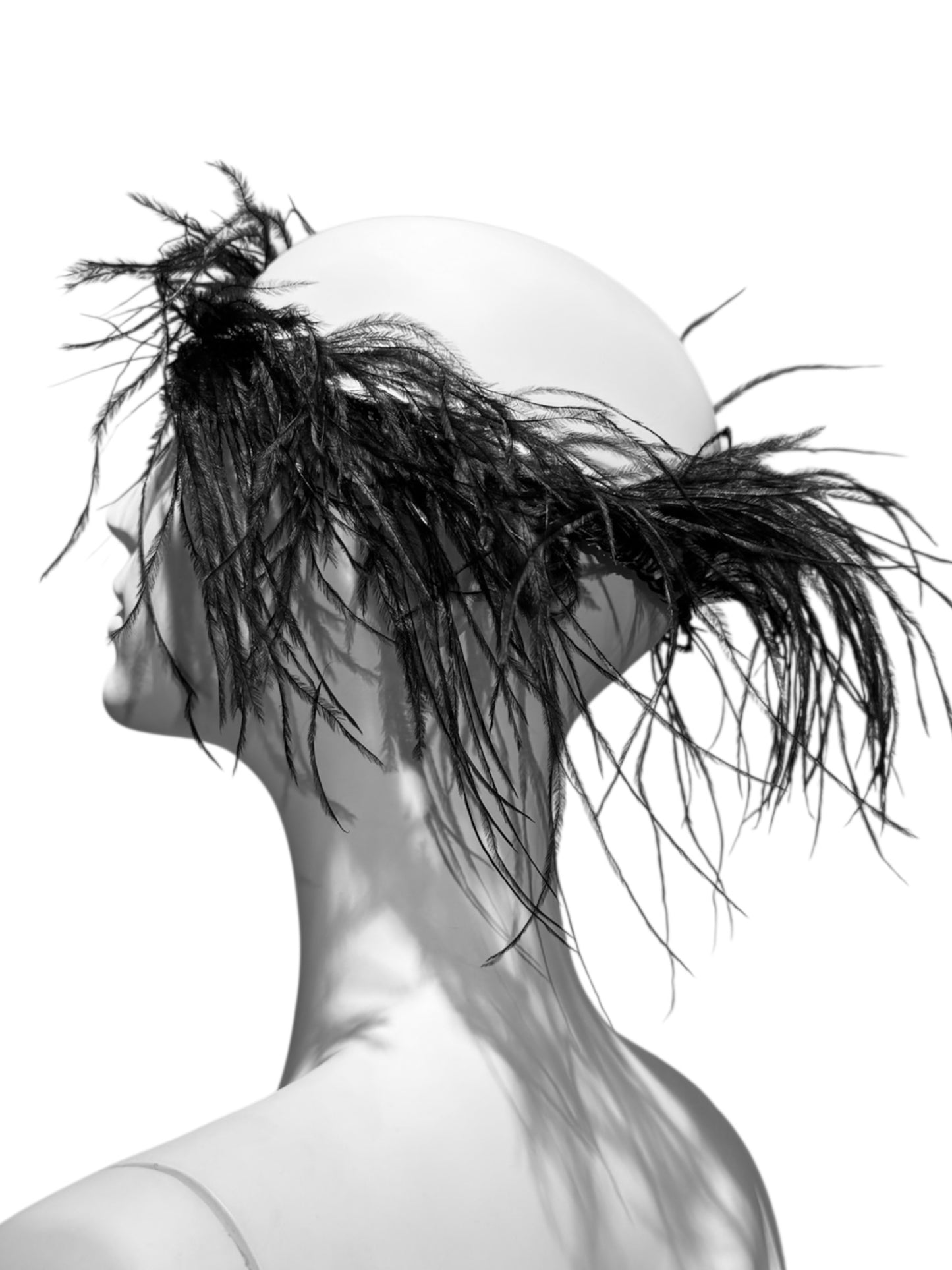 ANN DEMEULEMEESTER SS2018 BY SÉBASTIEN MEUNIER BLACK OSTRICH FEATHERS HEADBAND