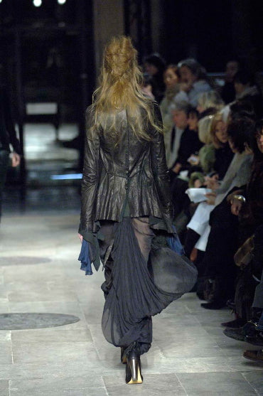 SHARON WAUCHOB FW2006 GREY LEATHER SILK TRIM ARTISANAL JACKET