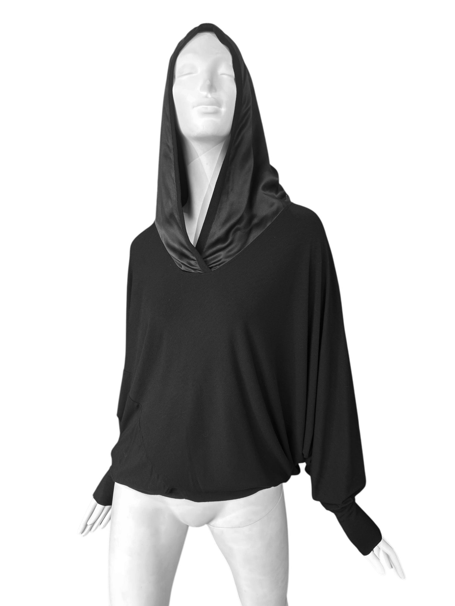 PLEIN SUD JEANIUS FW2013 BLACK HOODED BATWING SLEEVES SWEATER