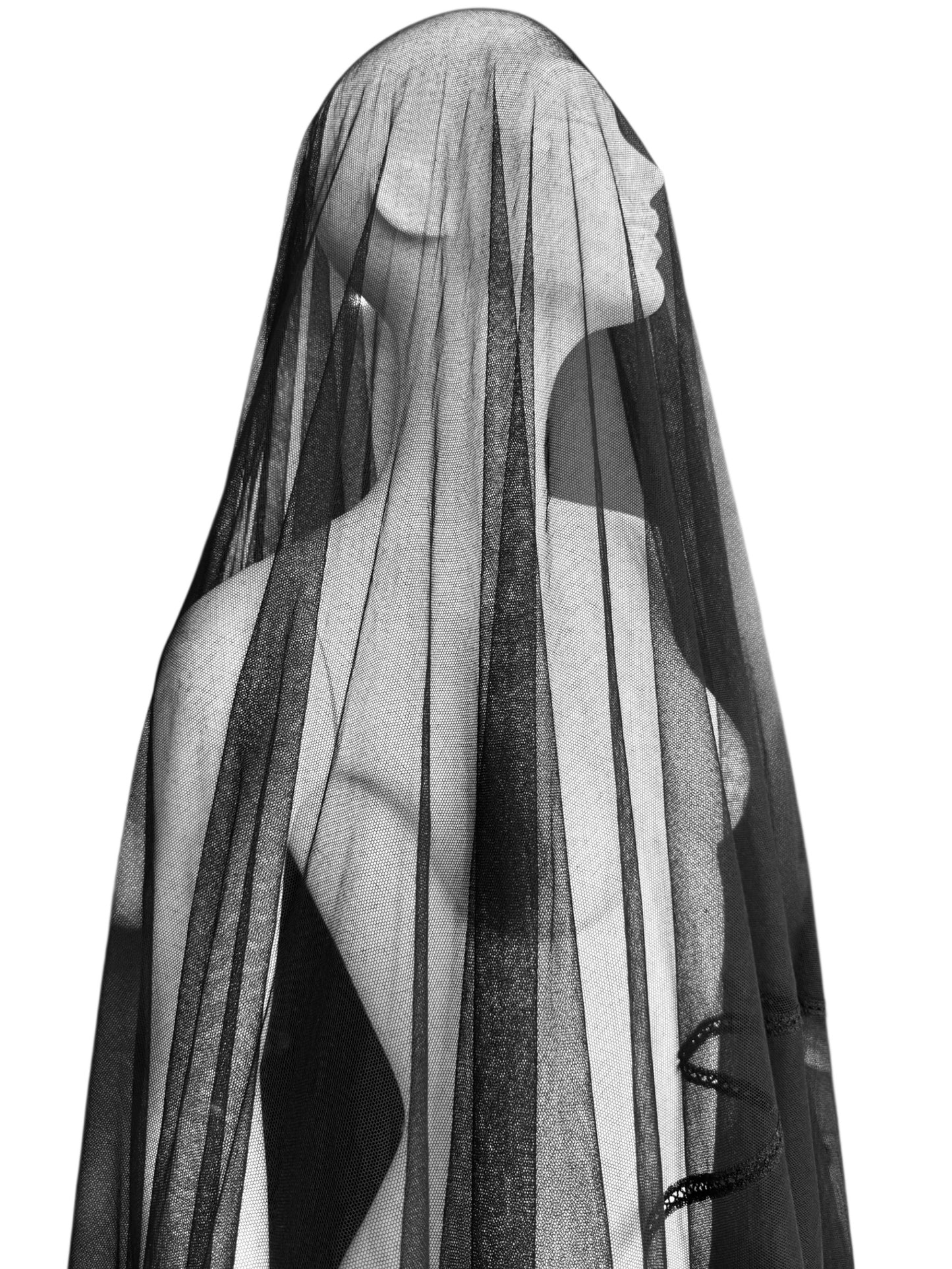 FAYÇAL AMOR FW1994 BLACK TULLE RUFFLES XXL SHAWL