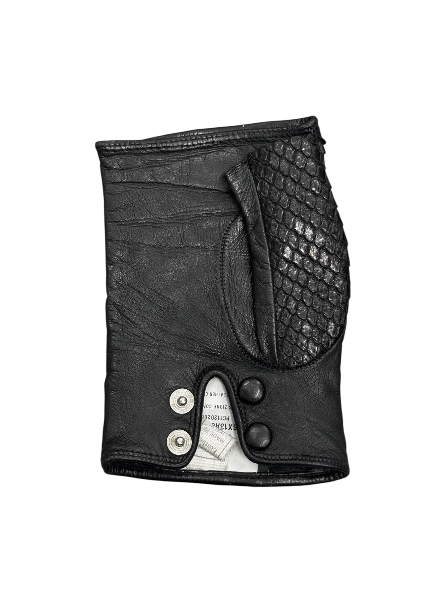 PLEIN SUD FW2012 BLACK PYTHON LEATHER SNGLE MITTEN