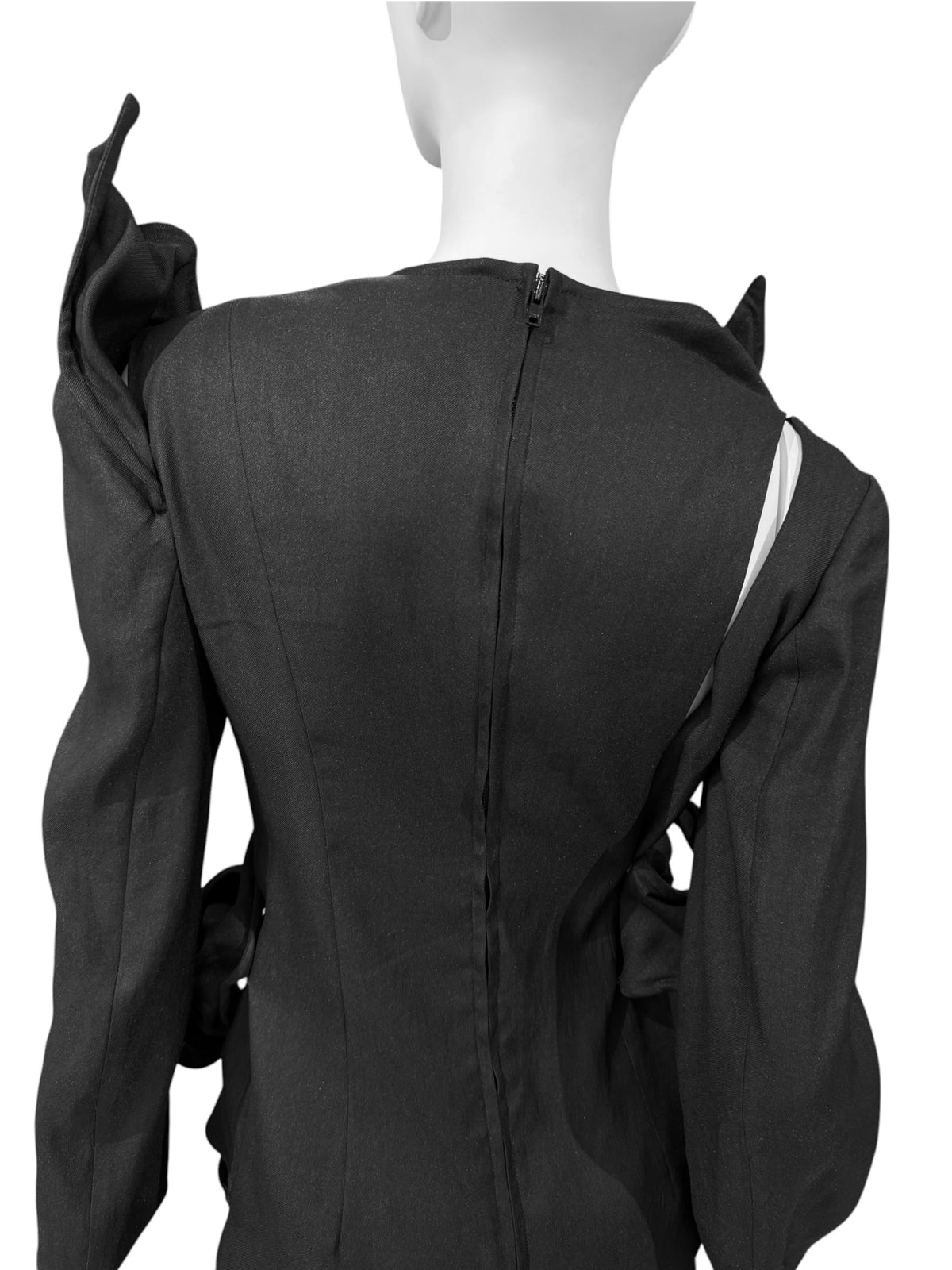 YOHJI YAMAMOTO SS2021 BLACK SCULPTURAL WIRE-DETAIL JACKET