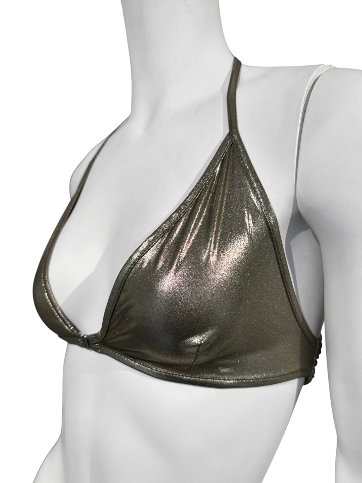 RICK OWENS SS2020 «TECUATL» METALLIC GREEN HALTER BRA TOP
