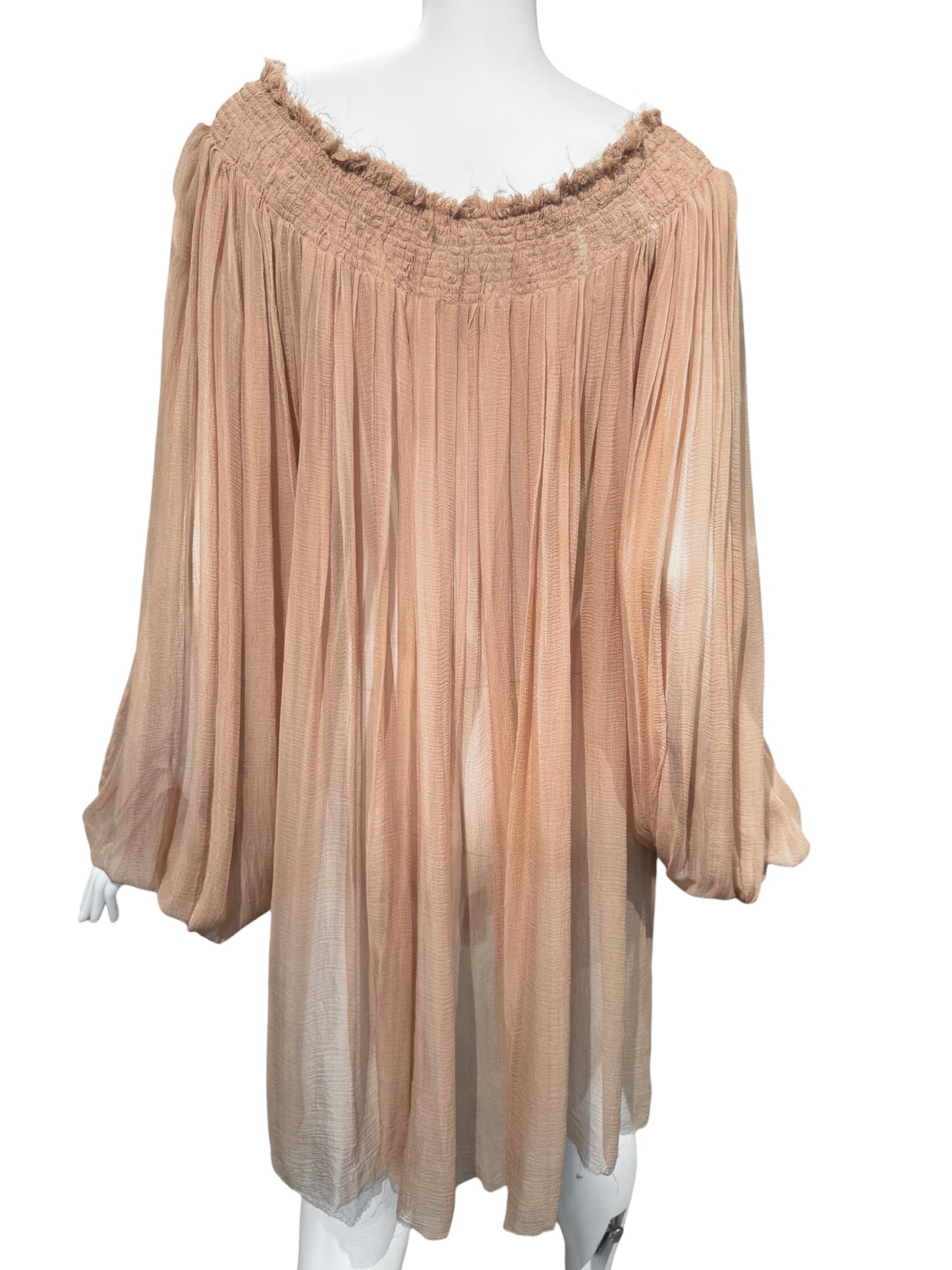 ALEXANDER MCQUEEN SS2003 «IRERE» BLUSH NUDE SILK BLOUSE/DRESS
