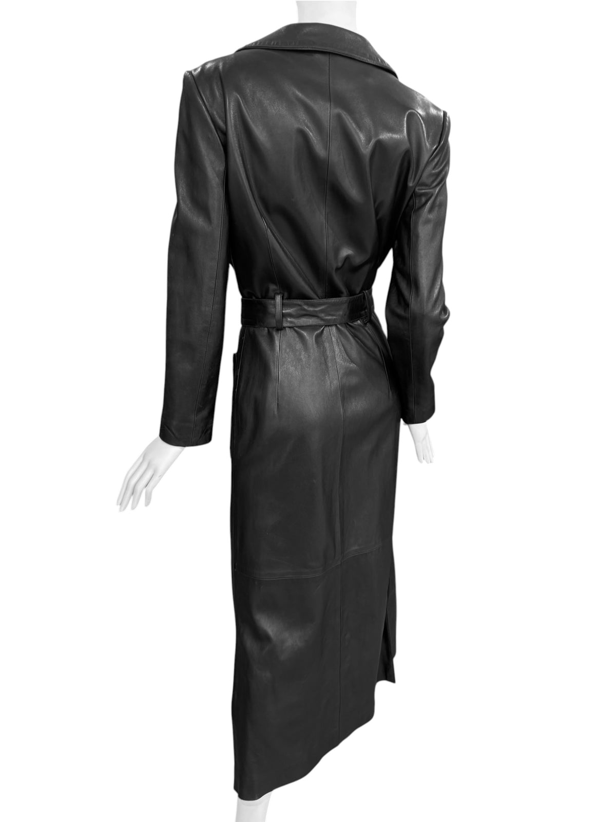JITROIS 2000s BLACK LEATHER MAXI COAT