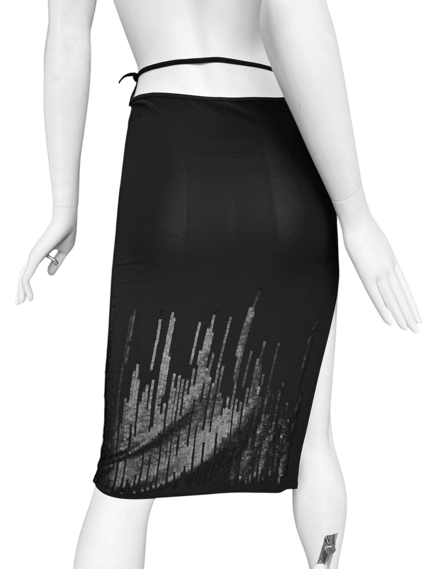 PLEIN SUD 2000s BLACK SEQUINS MIDI SKIRT