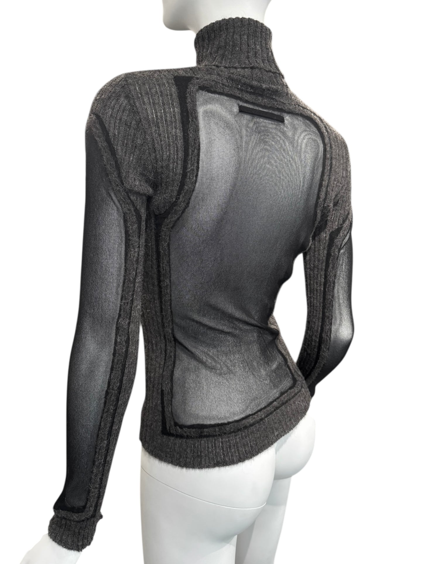 JEAN PAUL GAULTIER 2000s GREY MESH & ALPACA TOP