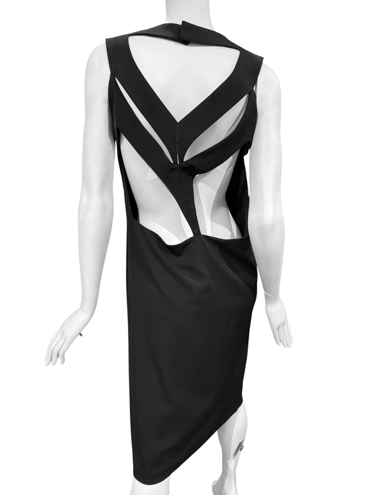 MAISON MARGIELA FW2018 BY JOHN GALLIANO BLACK BACK CUT OUT MIDI DRESS