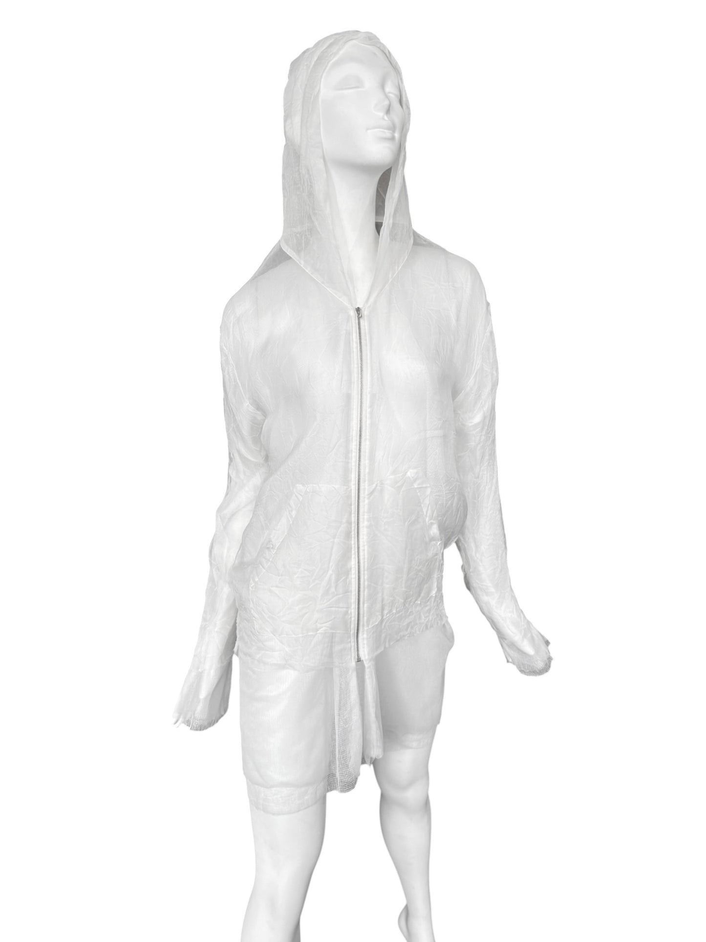 MAISON MARGIELA SS2021 BY JOHN GALLIANO WHITE CREASED LAYERED ZIP TOP