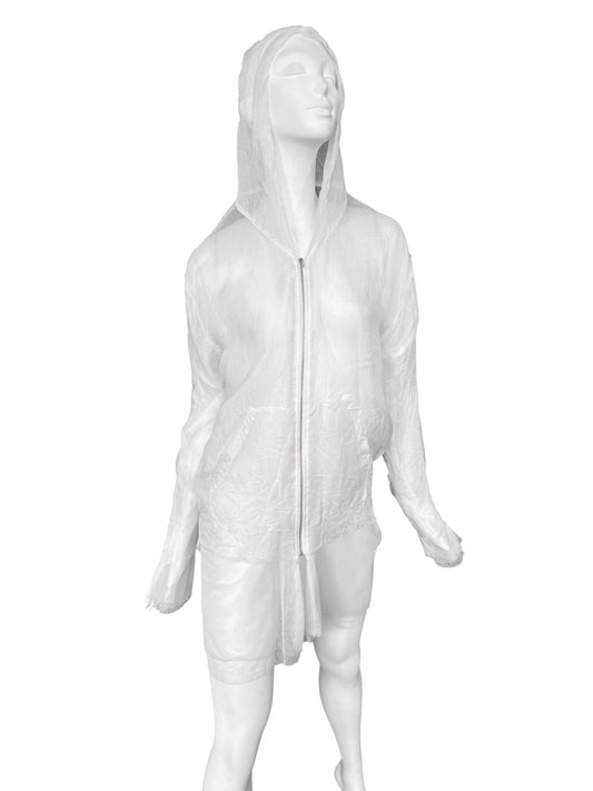 MAISON MARGIELA SS2021 BY JOHN GALLIANO WHITE CREASED LAYERED ZIP TOP