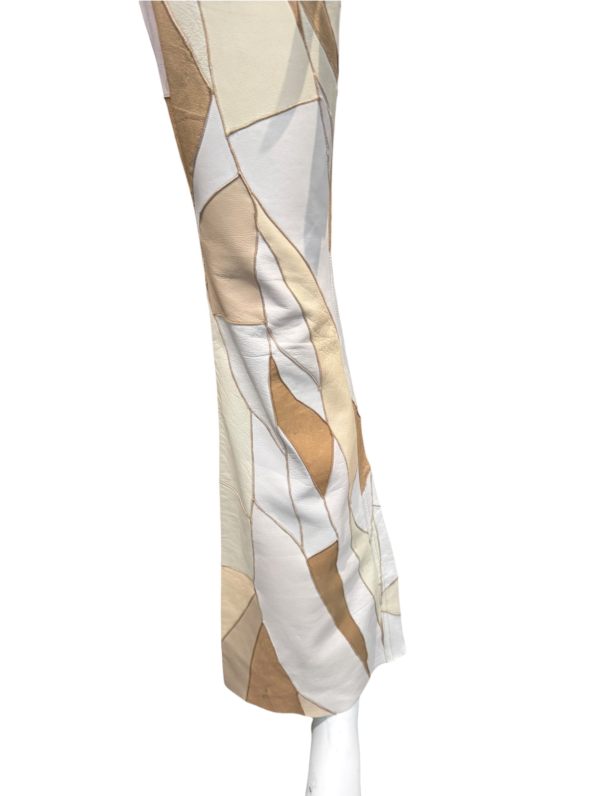 JITROIS 2000s BEIGE LEATHER PATCHWORK PANTS