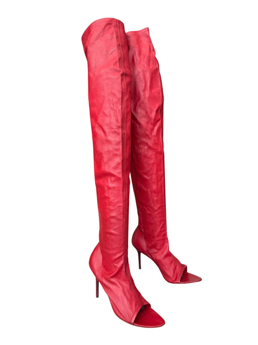 PLEIN SUD SS2004 RED LEATHER THIGHBOOTS