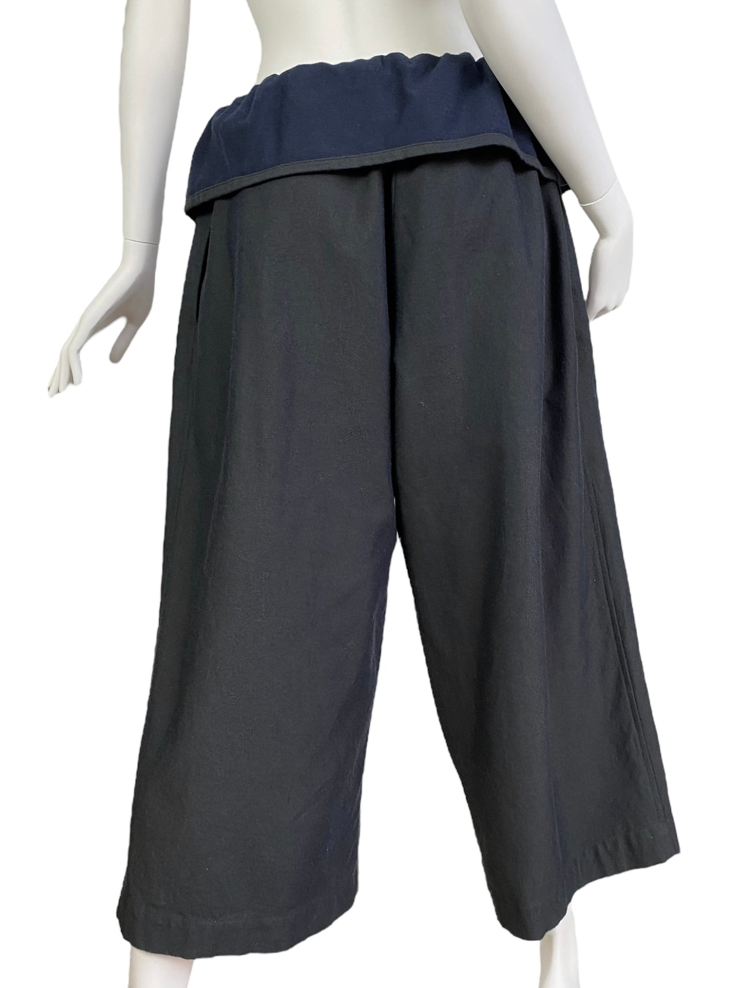 Y’S YOHJI YAMAMOTO 2010s GREY/BLUE WIDE CAPRI PANTS