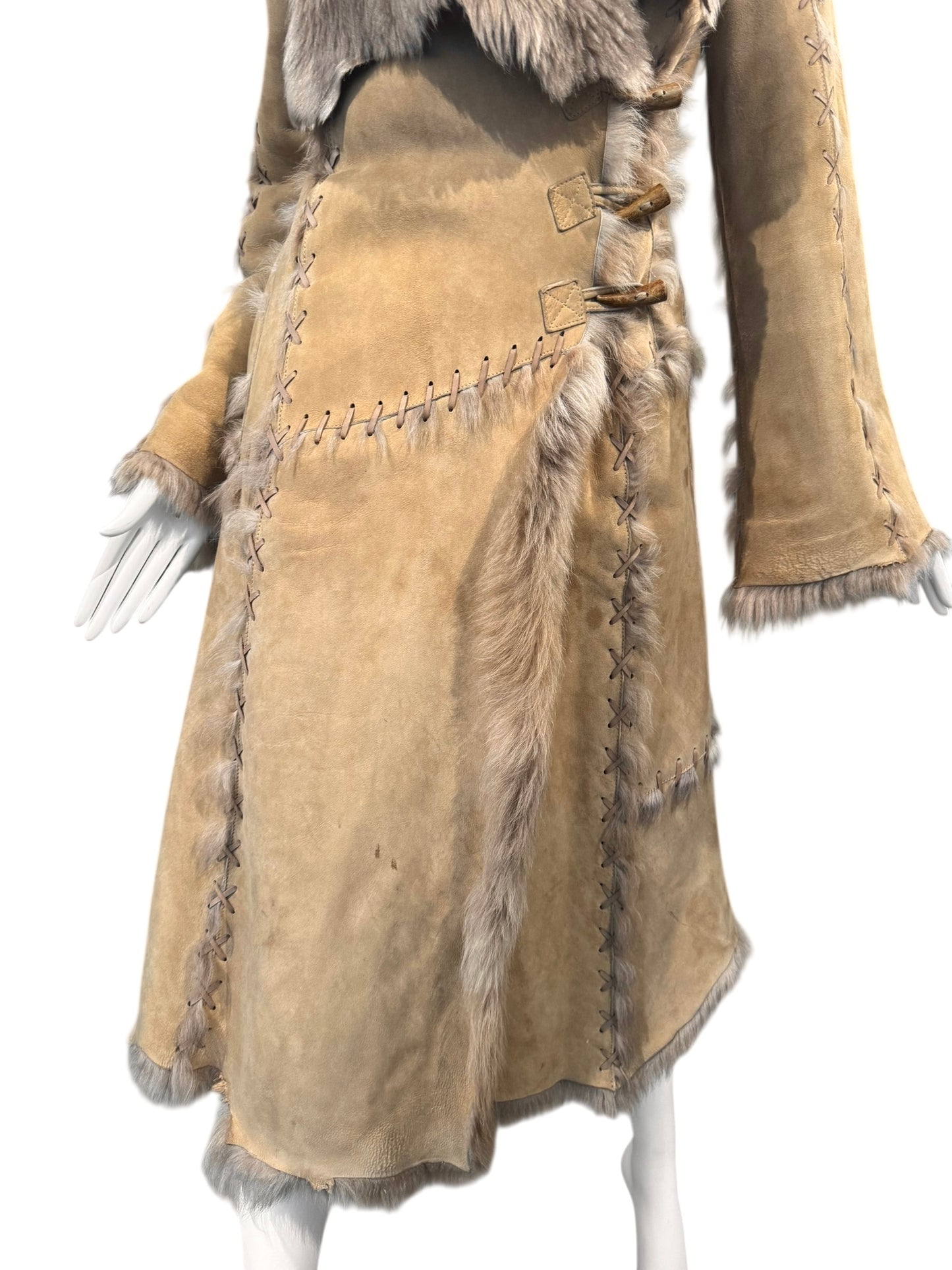 ALEXANDER MCQUEEN FW1999 «THE OVERLOOK» BROWN LACE-UP SHEARLING COAT