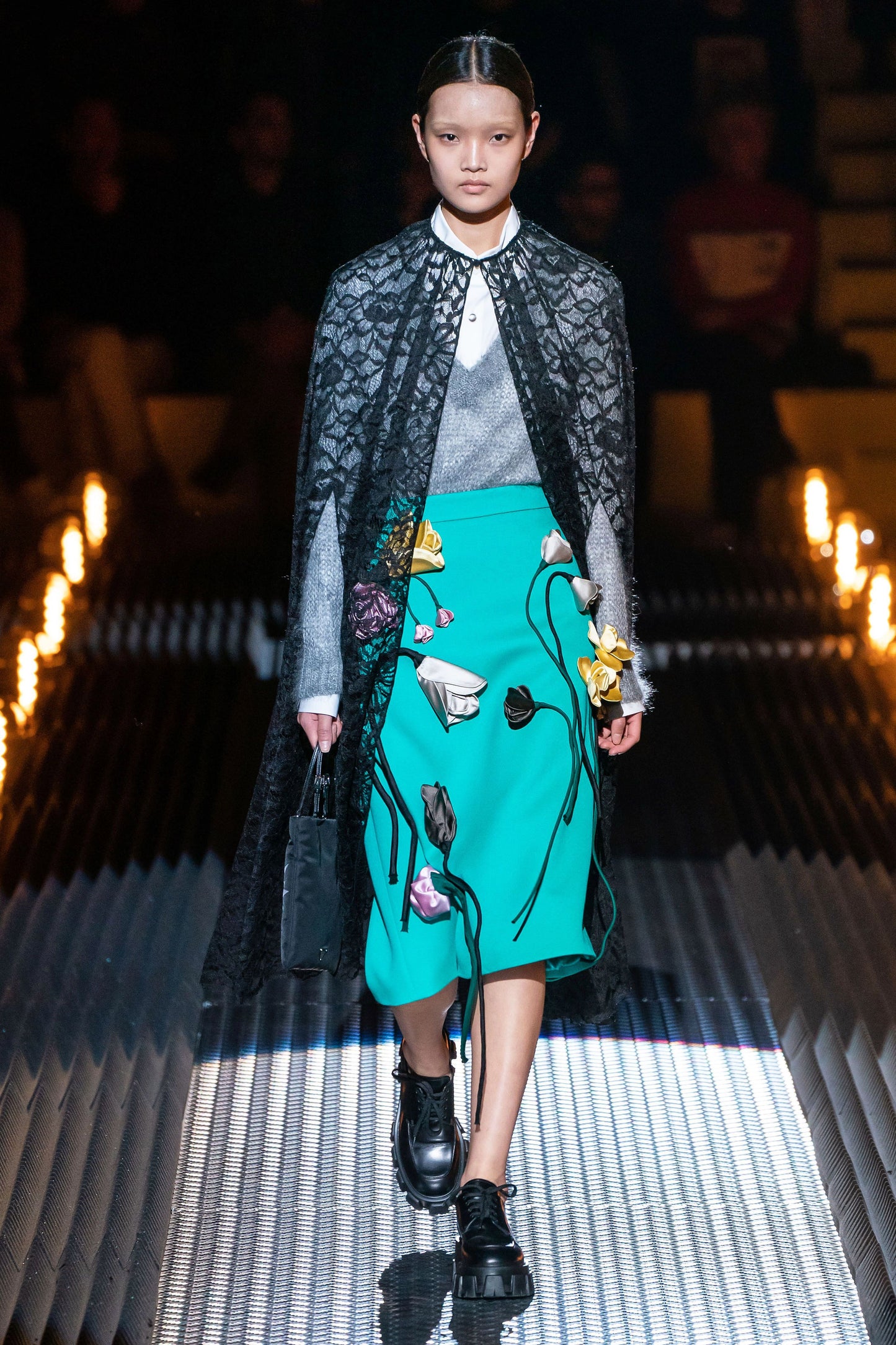 PRADA FW2019 BLACK LACE CAPE