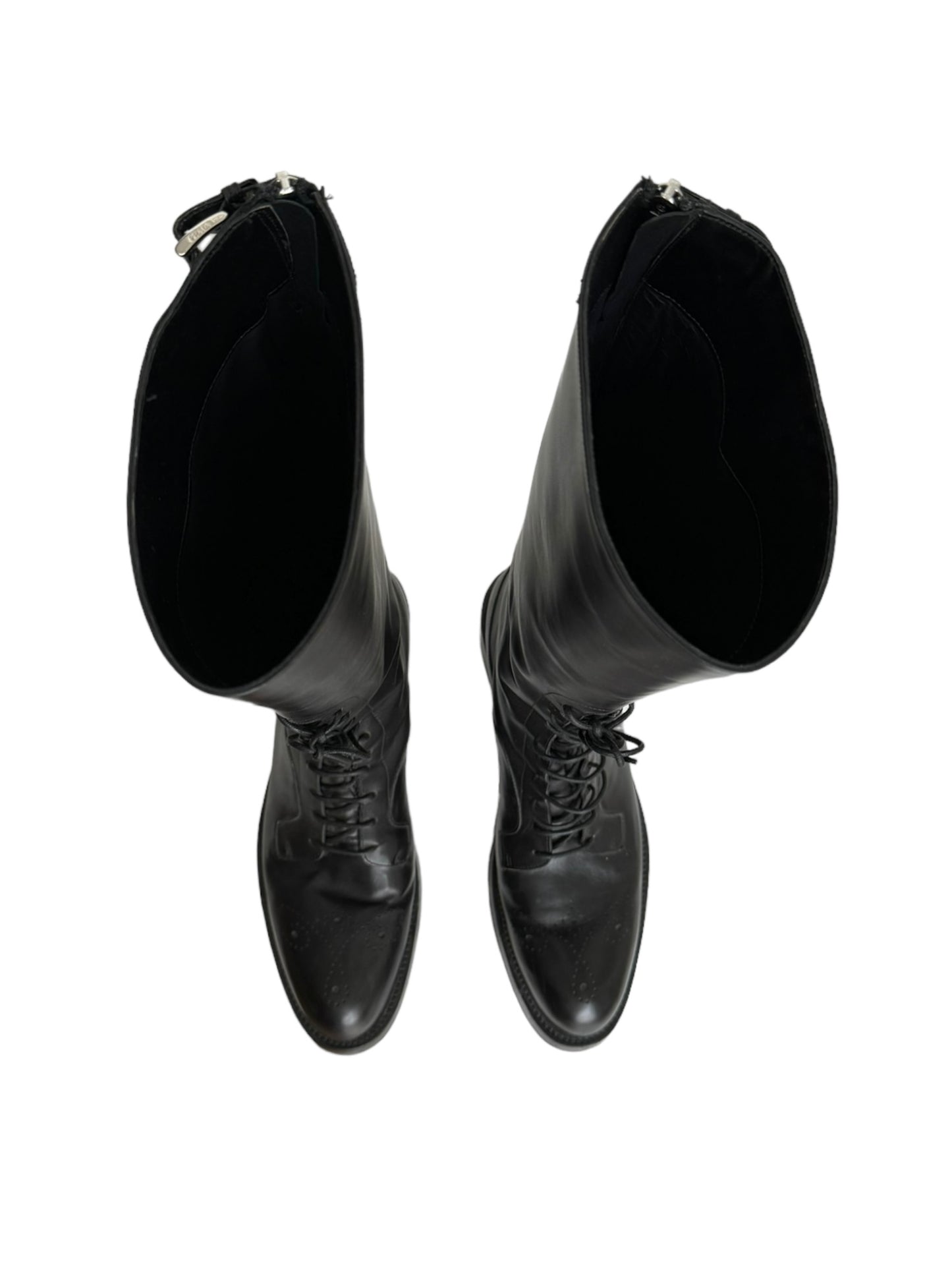 PRADA 2000s BLACK LEATHER OXFORD BOOTS