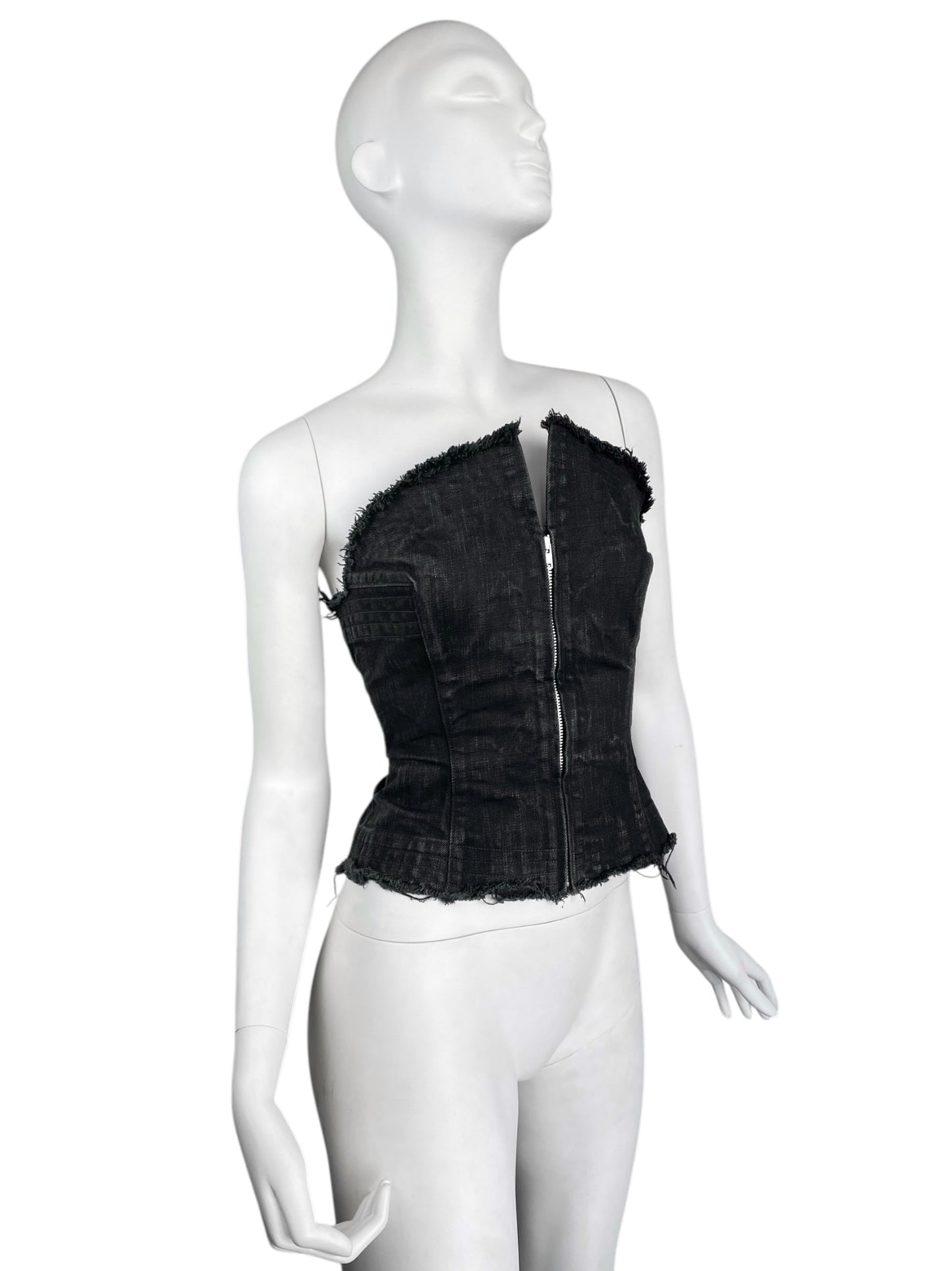 Y’S YOHJI YAMAMOTO 2010s BLACK DENIM BUSTIER CORSET TOP