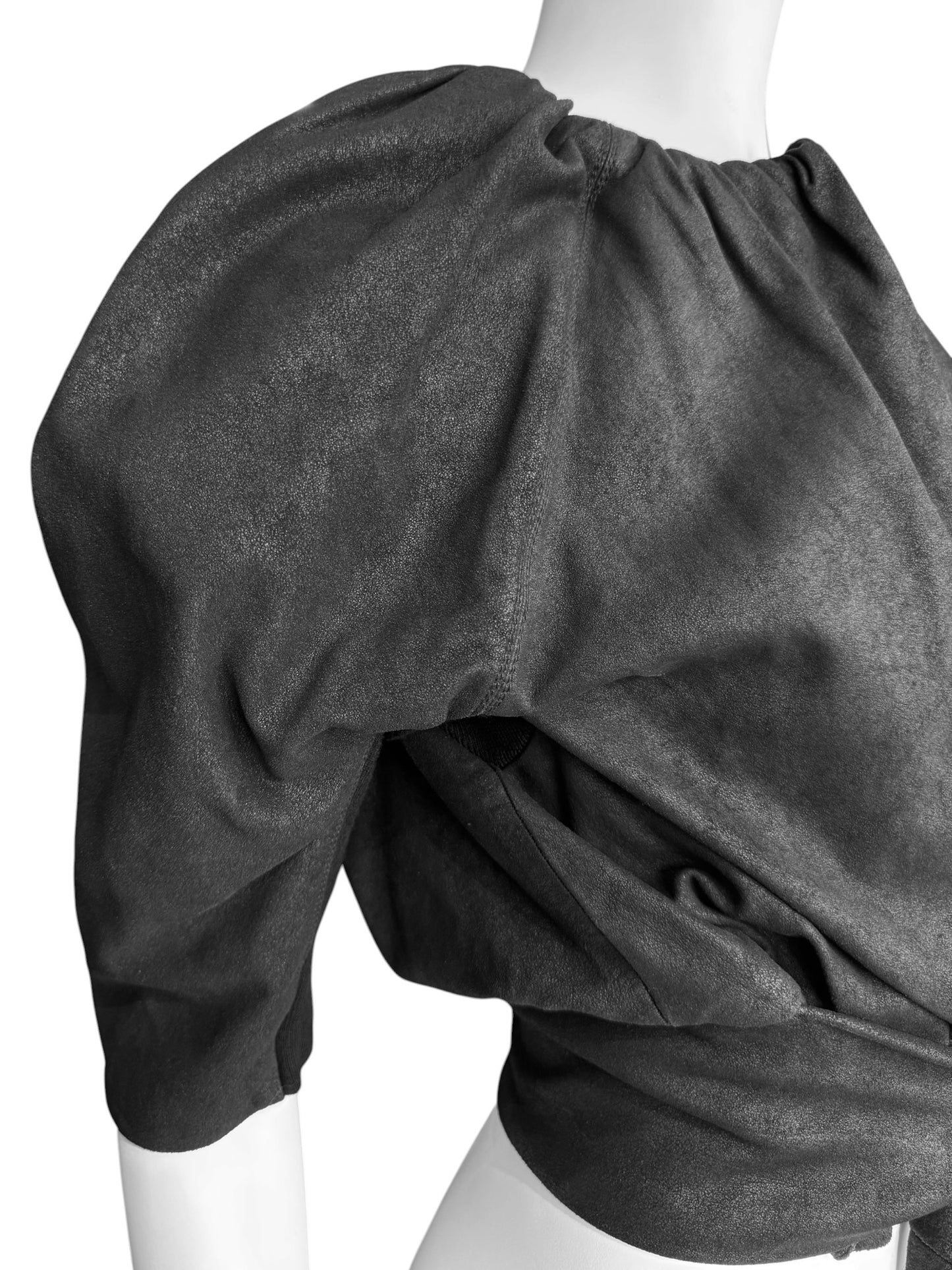 RICK OWENS SS2009 «STRUTTER» BLACK LEATHER BUBBLE JACKET