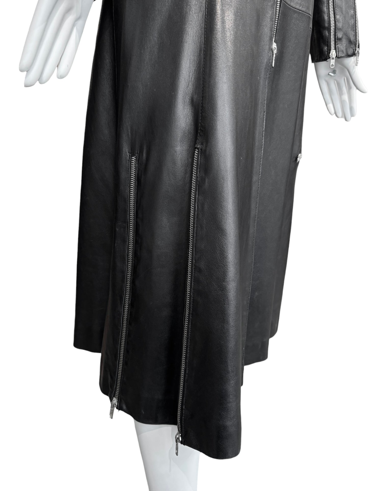 JITROIS 2000s BLACK LEATHER MULTI-ZIP COAT