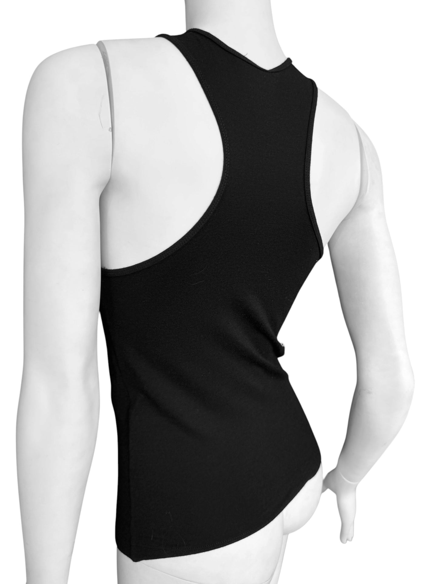 PLEIN SUD JEANS FW2003 BLACK HOOK & EYE STRAP TANK TOP