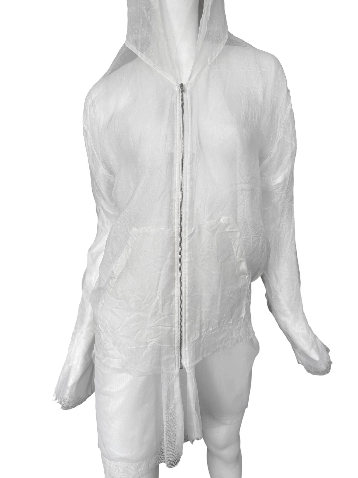 MAISON MARGIELA SS2021 BY JOHN GALLIANO WHITE CREASED LAYERED ZIP TOP