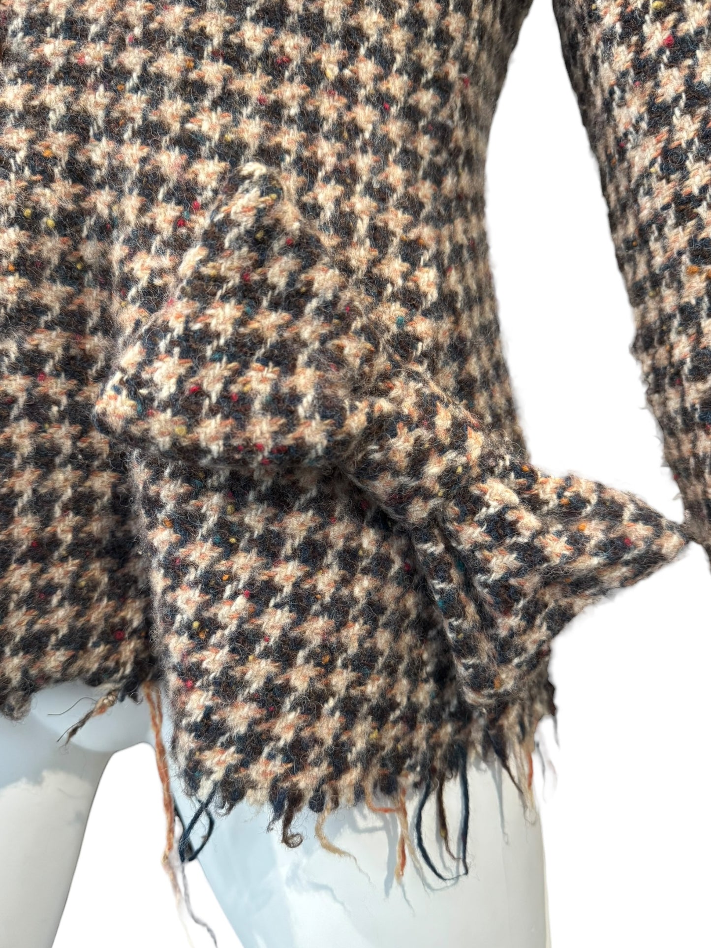 JUNYA WATANABE FW2003 BROWN WOOL HOUNDSTOOTH TWEED BOW BLAZER